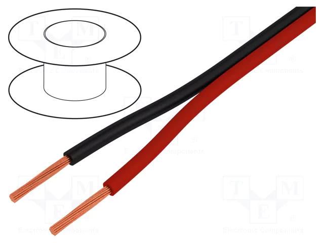 Wire: loudspeaker cable; 2x0.5mm2; stranded; CCA; black-red; PVC TASKER TSK-51-10