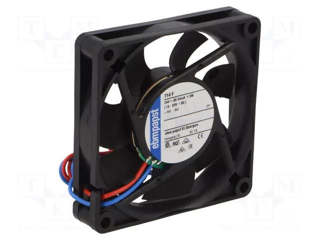 Fan: DC; axial; 12VDC; 70x70x15mm; 44m3/h; 38dBA; slide; 5300rpm EBM-PAPST 712F