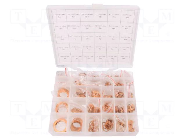 Copper pads; copper; metric; 568pcs. ORING USZCZELNIENIA TECHNICZNE CUBOX-568