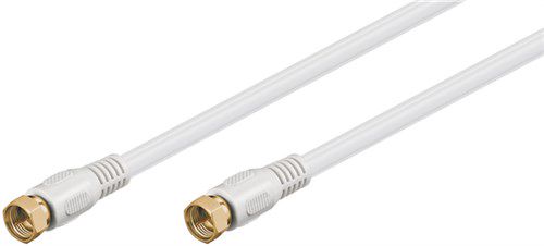 SAT Antenna Cable (80 dB), Double Shielded, 7.5 m, white - gold-plated, F-plug > F-plug (fully shielded) 67294