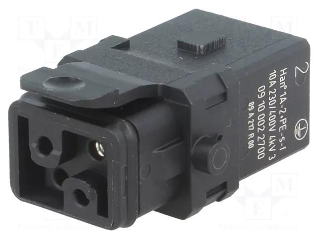 Connector: HDC; contact insert; female; Han® 1A; PIN: 3; 2+PE HARTING 09100022700