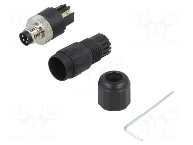 Connector: M8; male; PIN: 4; 3A; 30V; IP65; straight; for cable; plug DEGSON ELECTRONICS SM8-CVP-A4Q-1A5