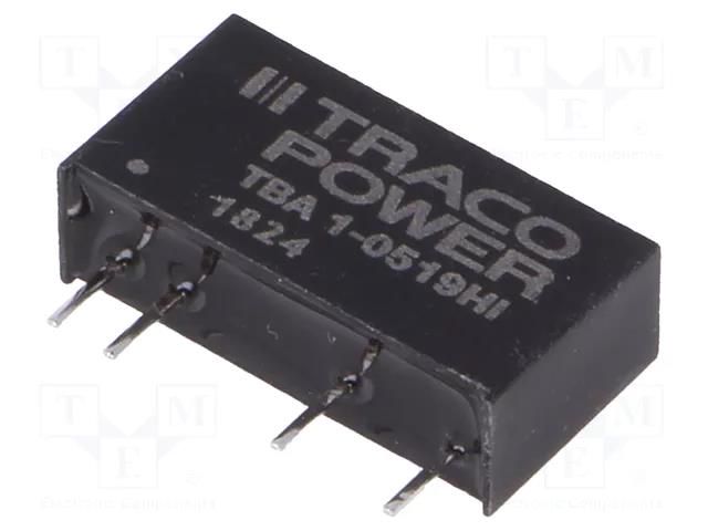 Converter: DC/DC; 1W; Uin: 4.5÷5.5VDC; Uout: 9VDC; Iout: 111mA; SIP7 TRACO POWER TBA1-0519HI