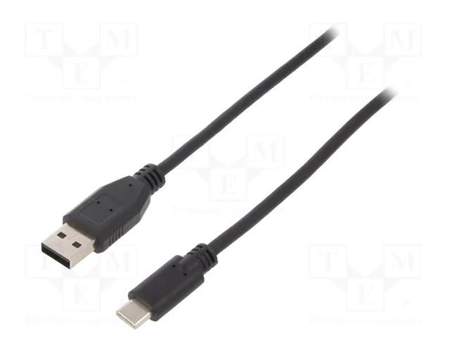 Cable; USB 2.0; USB A plug,USB C plug; nickel plated; 0.5m; black Goobay USB.C-M/A-M-005