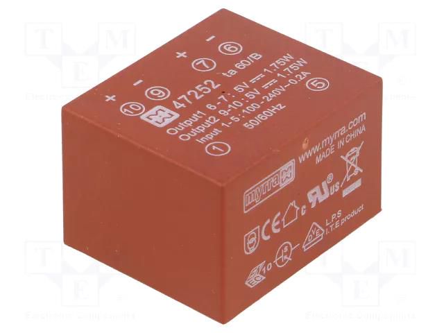 Converter: AC/DC; 3.5W; Uin: 85÷265VAC,120÷370VDC; Uout: 5VDC; 60% MYRRA MYRRA-47252