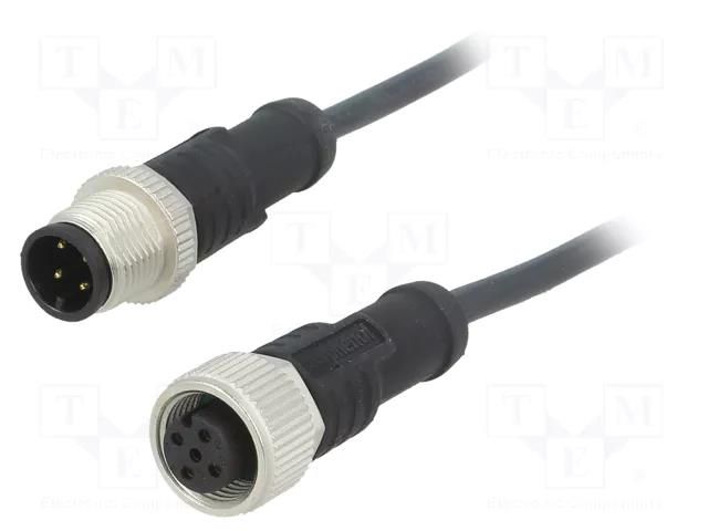 Cable: for sensors/automation; plug; PIN: 4; M12 male,M12 female AMPHENOL LTW M12A04ML12AFLSB001