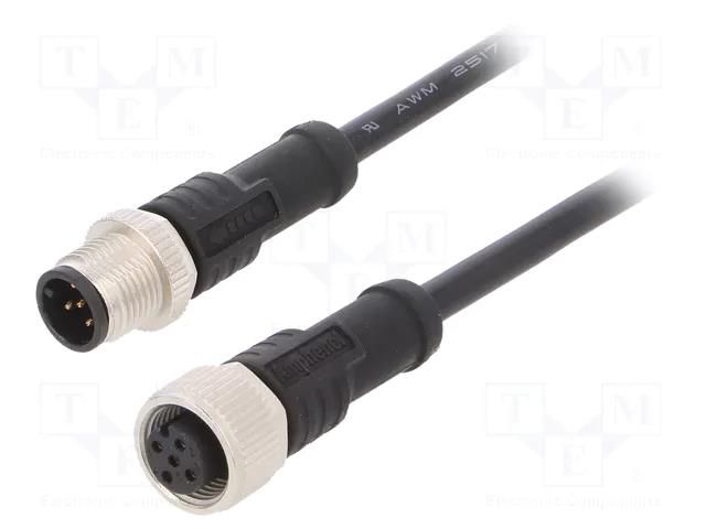 Cable: for sensors/automation; PIN: 5; with metal nut; plug; 60V AMPHENOL LTW M12A05ML12AFLSD001