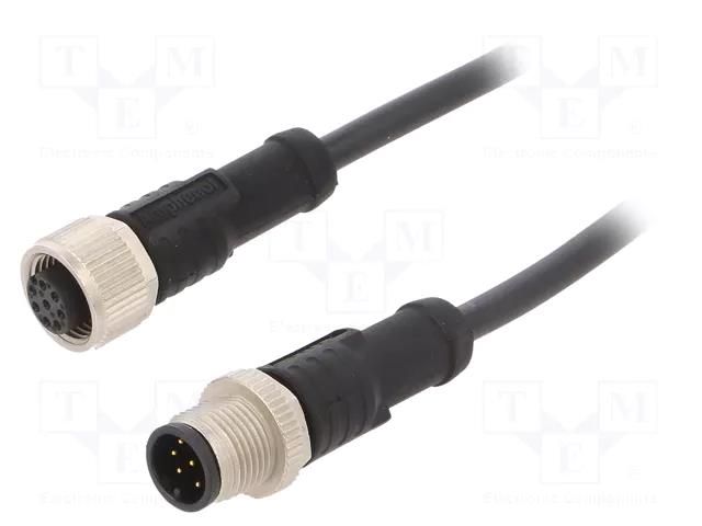 Cable: for sensors/automation; PIN: 8; with metal nut; plug; 30V AMPHENOL LTW M12A08ML12AFLSB001