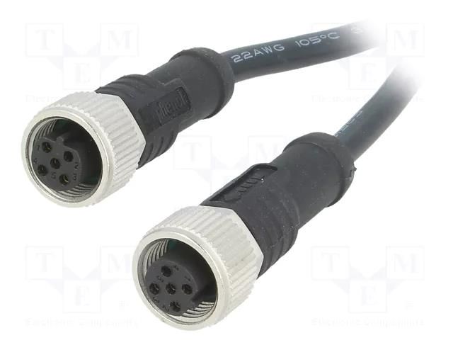 Cable: for sensors/automation; PIN: 5; with metal nut; plug; 60V AMPHENOL LTW M12B05FL12BFLSD001