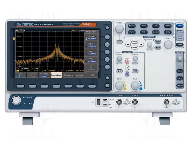 Oscilloscope: digital; MDO; Ch: 2; 100MHz; 2Gsps (in real time) GW INSTEK MDO-2102AG