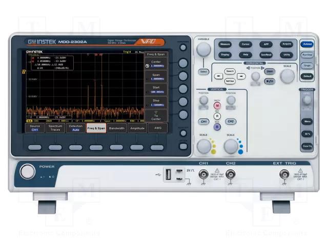 Oscilloscope: digital; MDO; Ch: 2; 300MHz; 2Gsps (in real time) GW INSTEK MDO-2302A