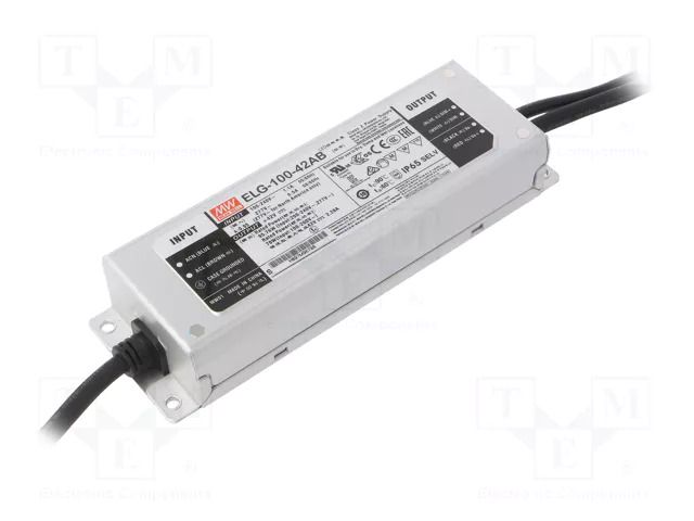 Power supply: switching; LED; 95.76W; 42VDC; 1.14÷2.28A; IP65; 90% MEAN WELL ELG-100-42AB