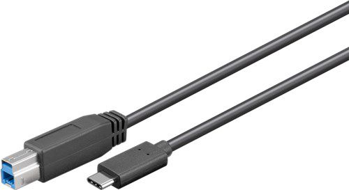 USB 3.0 Cable (USB-C™ to B), Black, 1 m - USB 3.0 male (type B) > USB-C™ male 67986