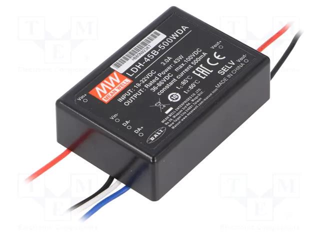 Converter: DC/DC; 43W; Uin: 18÷32VDC; Uout: 36÷86VDC; Iin: 2.1A; LED MEAN WELL LDH-45B-500WDA