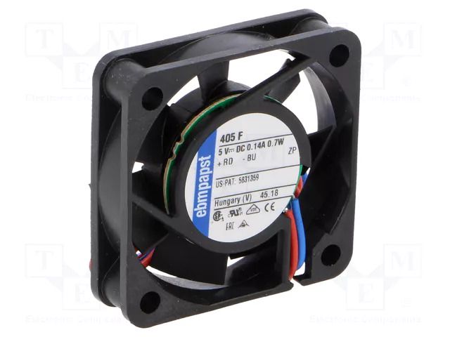 Fan: DC; axial; 5VDC; 40x40x10mm; 8m3/h; 22.1dBA; slide; 5400rpm EBM-PAPST 405F