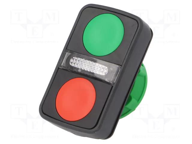 Switch: double; 22mm; Stabl.pos: 1; green/red; IP66; flat; Pos: 2 SCHNEIDER ELECTRIC ZB5AW7A3740