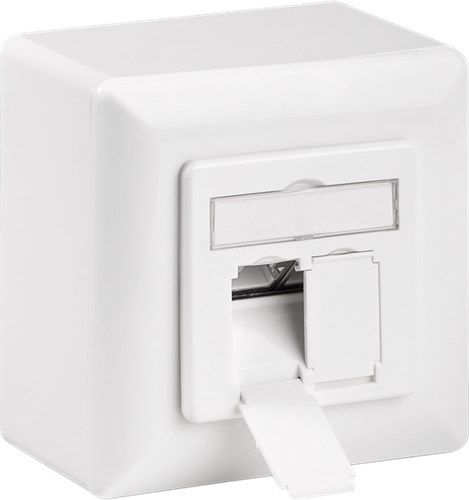 CAT 6 Universal Wall Plate Incl. On-Wall Mounting Frame, white - 2x RJ45 connections, shielded, termination strip for tool-free IDC mounting 68244