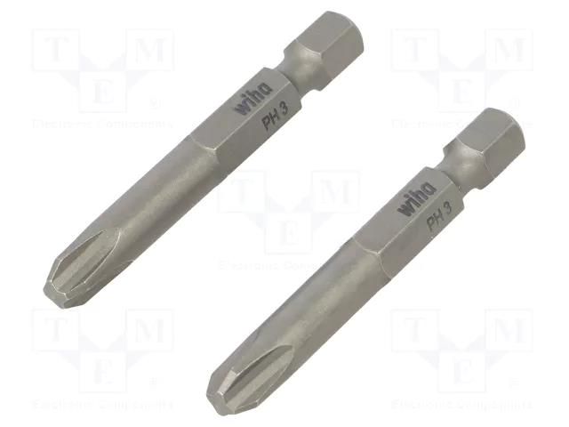 Screwdriver bit; Phillips; PH3; Overall len: 50mm; 2pcs. WIHA WIHA.38677