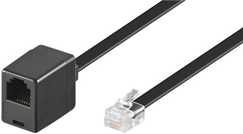 Modular Telephone Extension Cable, 6 m, black - copper-clad aluminium wire (CCA), RJ12 male (6P6C) > RJ12 female (6P6C) 68264