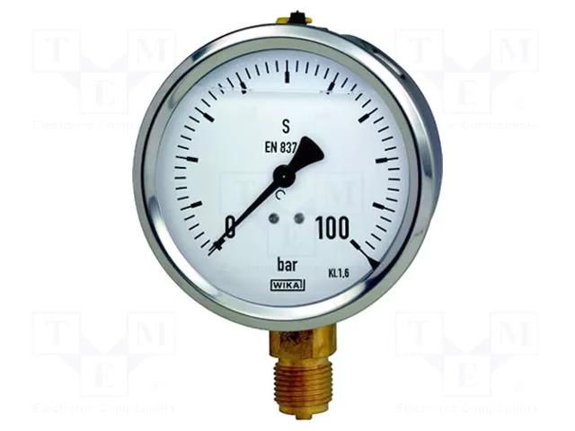 Manometer; 0÷100bar; Class: 1.6; 63mm; Temp: -20÷60°C; steel; 213.53 WIKA 213.53.063.510.MK1