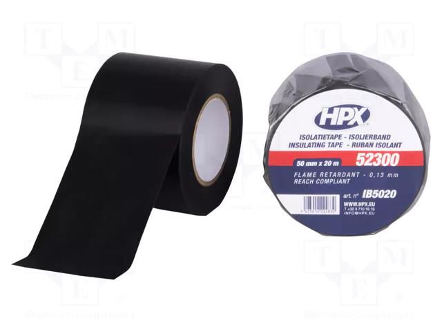 Tape: electrical insulating; W: 50mm; L: 20m; Thk: 0.12mm; black HPX HPX-52300-5020BK