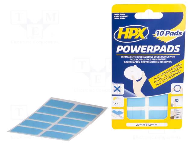 Tape: fixing; W: 20mm; L: 0.04m; Thk: 0.8mm; double-sided; max.75°C HPX HPX-BPP-2040/10