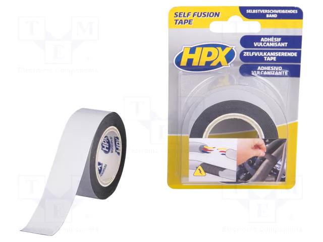 Tape: self-amalgamating; black; 12mm; L: 0.9m; Thk: 0.5mm; max.90°C HPX HPX-BSF-2503BK