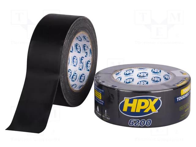 Tape: duct; W: 48mm; L: 25m; Thk: 0.3mm; black; natural caoutchouc HPX HPX-D6200-4825BK