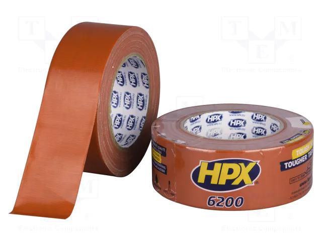 Tape: duct; W: 48mm; L: 25m; Thk: 0.3mm; red; natural caoutchouc; 12% HPX HPX-D6200-4825RD