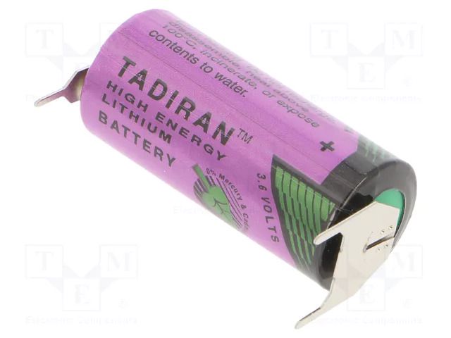 Battery: lithium (LTC); 2/3AA,2/3R6; 3.6V; 1500mAh; Ø14.7x33.5mm TADIRAN SL-761/PTP