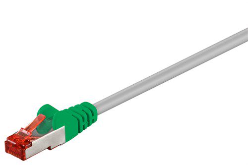 CAT 6 Crossover Patch Cable, S/FTP (PiMF), grey, green, 1 m, grey-green - copper conductor (CU), halogen-free cable sheath (LSZH) 68456