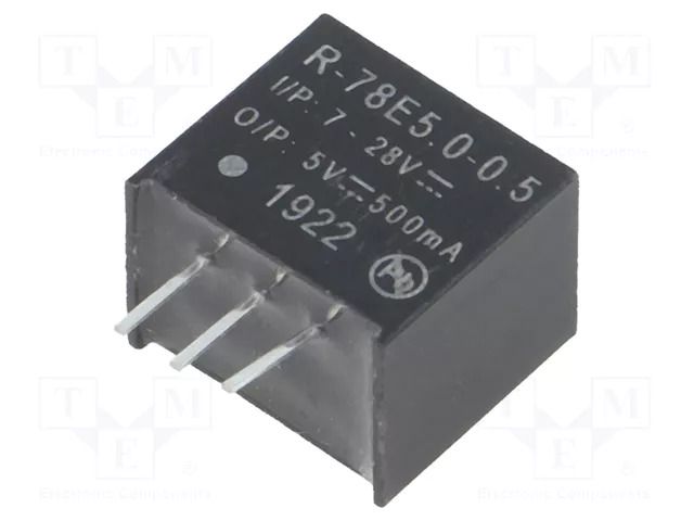 Converter: DC/DC; 2.5W; Uin: 7÷28VDC; Uout: 5VDC; Iout: 0.5A; SIP3 RECOM R-78E5.0-0.5