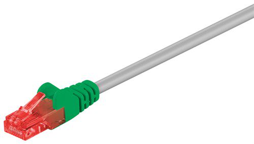 CAT 6 Crossover Patch Cable, U/UTP, grey, green, 1 m, grey-green - copper-clad aluminium wire (CCA) 68471