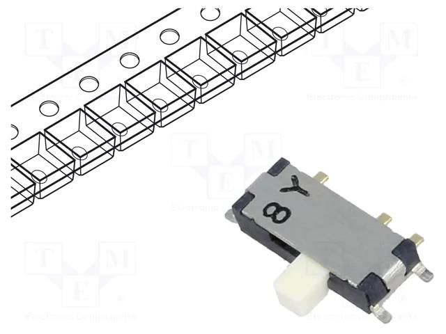 Switch: slide; Pos: 2; SPDT; 0.3A/4VDC; ON-ON; SMT; Leads: curved Nidec Copal Electronics CUS-12TB