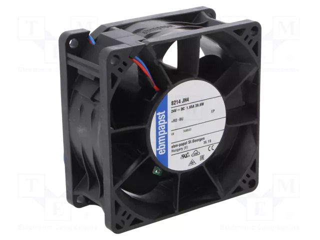Fan: DC; axial; 24VDC; 80x80x38mm; 220m3/h; 71dBA; ball; 14000rpm EBM-PAPST 8214JH4