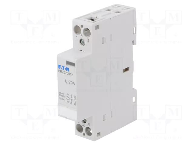Contactor: 2-pole installation; 20A; 12VAC; NO x2; CR20 EATON ELECTRIC CR2020012
