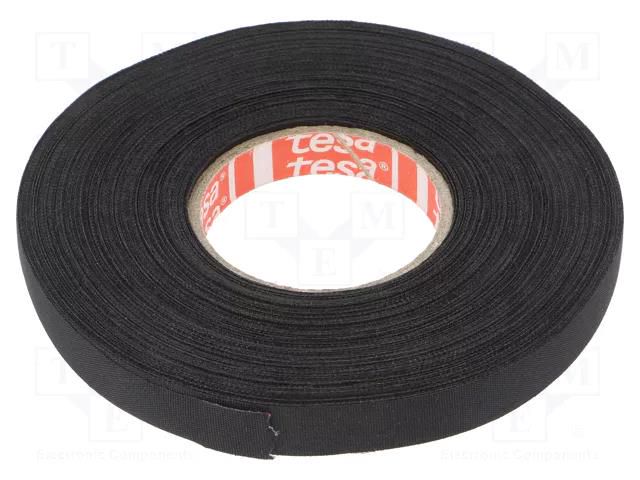 Tape: textile; W: 9mm; L: 25m; Thk: 0.26mm; Automotive; acrylic; black TESA TESA-51026-9/25