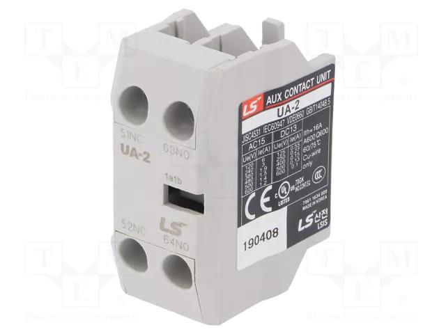 Auxiliary contacts; Leads: screw terminals; front; -5÷60°C; IP20 LS ELECTRIC UA-2-1A1B
