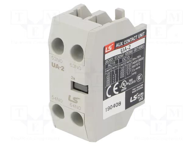 Auxiliary contacts; Leads: screw terminals; front; -5÷60°C; IP20 LS ELECTRIC UA-2-2A