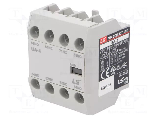 Auxiliary contacts; Leads: screw terminals; front; -5÷60°C; IP20 LS ELECTRIC UA-4-2A2B