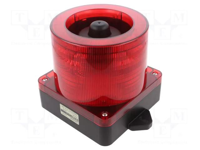 Signaller: lighting-sound; 10÷30VDC; LED; red; IP66; Ø168x163mm QLIGHT QWCD50SD-12/24-R