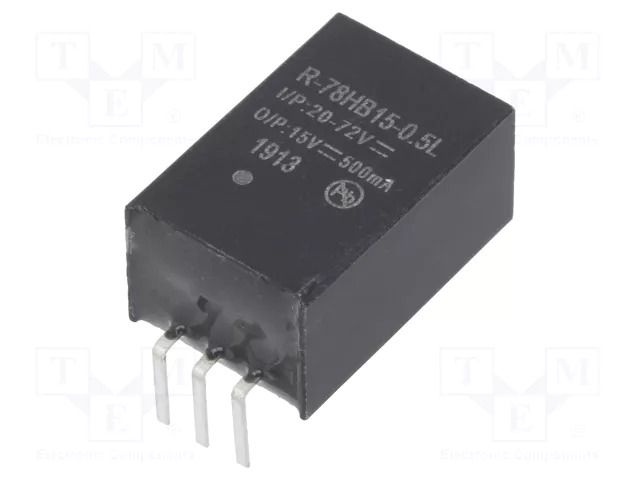 Converter: DC/DC; 7.5W; Uin: 20÷72VDC; Uout: 15VDC; Iout: 0.5A; SIP3 RECOM R-78HB15-0.5L
