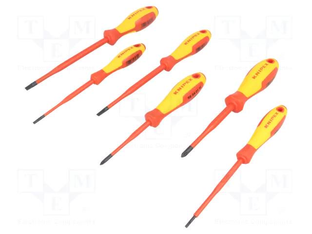 Kit: screwdrivers; insulated; 1kVAC; Phillips,slot; 6pcs. KNIPEX KNP.002012V02