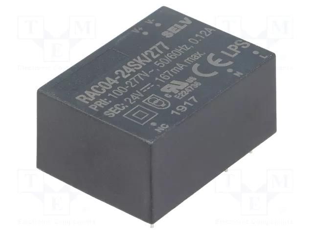 Converter: AC/DC; 4W; Uin: 80÷305VAC,110÷390VDC; Uout: 24VDC; 80% RECOM RAC04-24SK/277