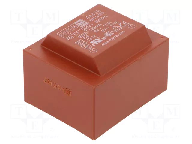 Transformer: encapsulated; 22VA; 230VAC; 9V; 9V; 1222mA; 1222mA; PCB MYRRA MYRRA-44439