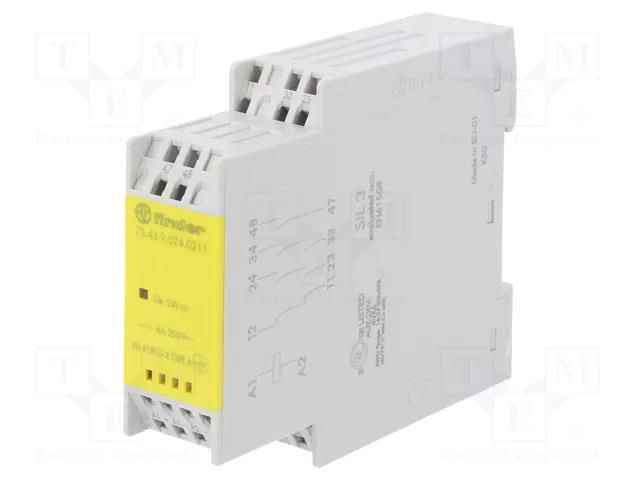 Module: safety relay; 24VDC; OUT: 3; for DIN rail mounting; 7S FINDER 7S.43.9.024.0211