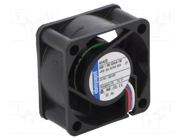 Fan: DC; axial; 24VDC; 40x40x20mm; 10m3/h; 18dBA; slide; 6000rpm EBM-PAPST 414/2