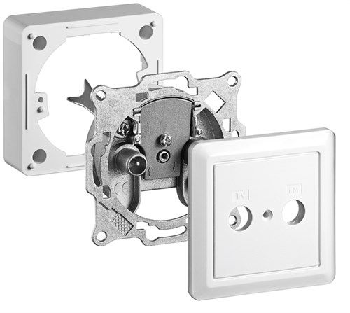 Complete Set: 2-hole Antenna Stub/End Socket - incl. cover and frame, 1 dB connection attenuation 68851