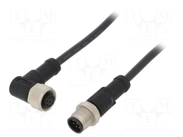 Cable: for sensors/automation; PIN: 8; with metal nut; plug; 30V AMPHENOL LTW M12A08ML12AFRSB001