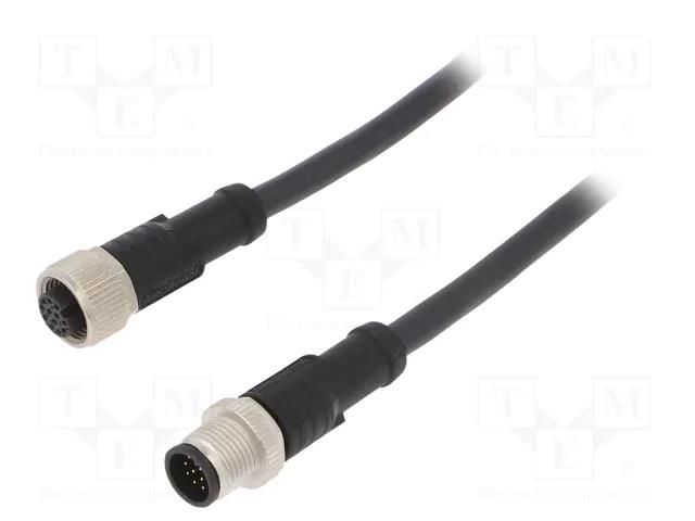 Cable: for sensors/automation; PIN: 12; with metal nut; plug; 30V AMPHENOL LTW M12A12ML12AFLSB001